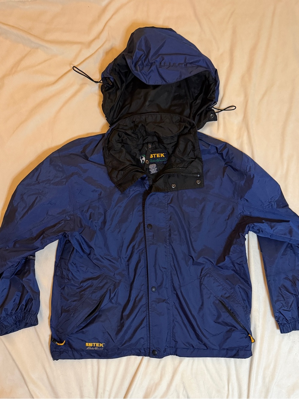 Vintage 90s Eddie Bauer EBTEK Gore-Tex Jacket Men’s S Blue Hooded Rain Shell